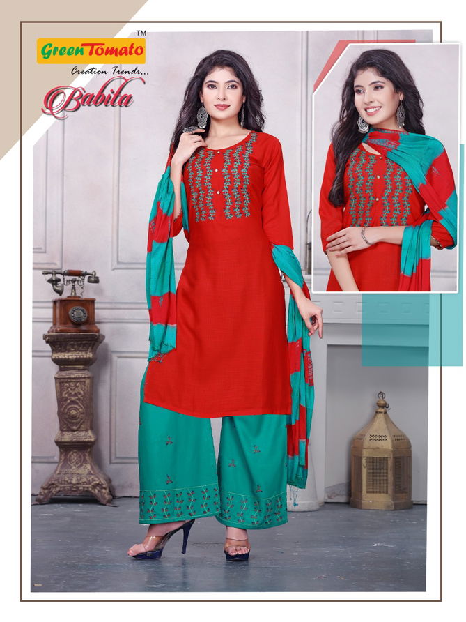 Green Tomato Babita Rayon Printed Daily Wear Ready Made Collection